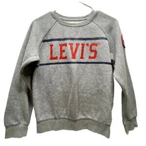Levi’s Crewneck Sweatshirt Youth Boys Large Gray Heather Logo/Patch Pullover EUC